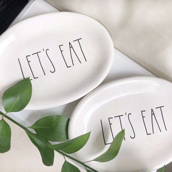 NWT Rae Dunn 2 Lets Eat Oval Plates - Picture 7 of 7